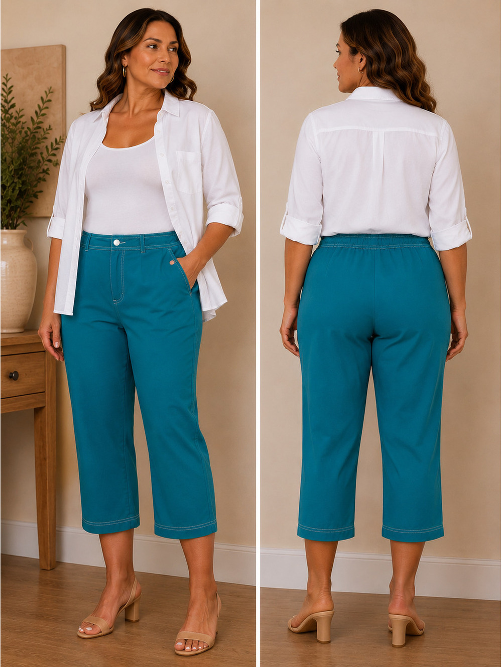 Zenergy by Chico's‎ Teal Cropped Pants Size 3